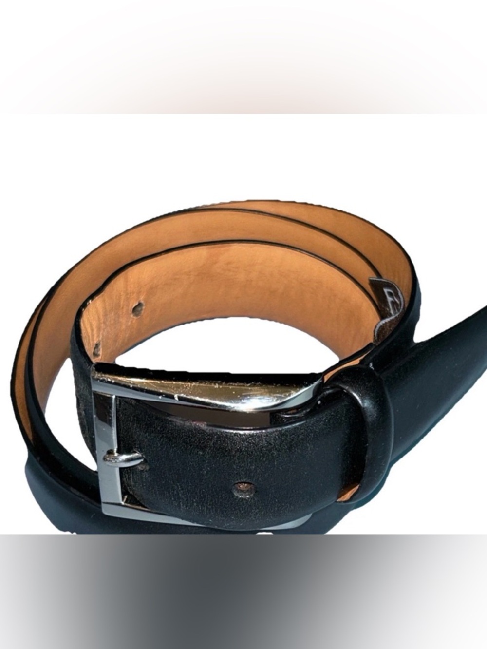 Trafalgar Broderick Hand Polished Cortina Genuine Leather Men’s Belt 36 Black